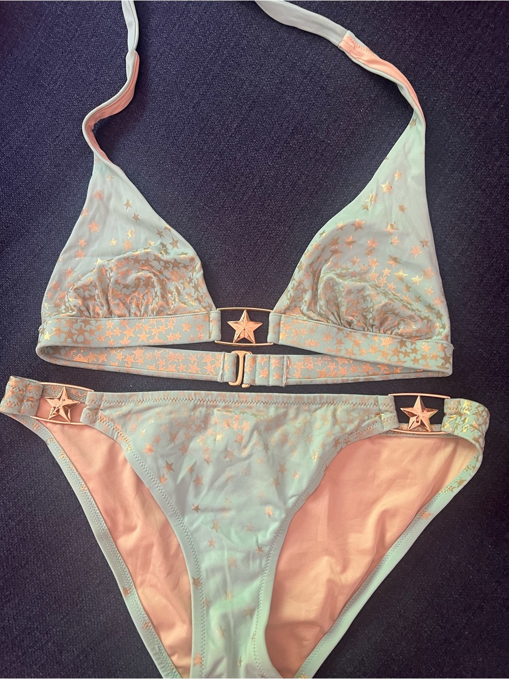 Victoria's Secret Mint Green and gold Star Accent Bikini